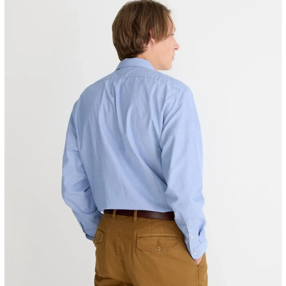 J.Crew Shirt Slim Untucked Secret Wash Cotton Poplin Men L Waterfall Long Sleeve